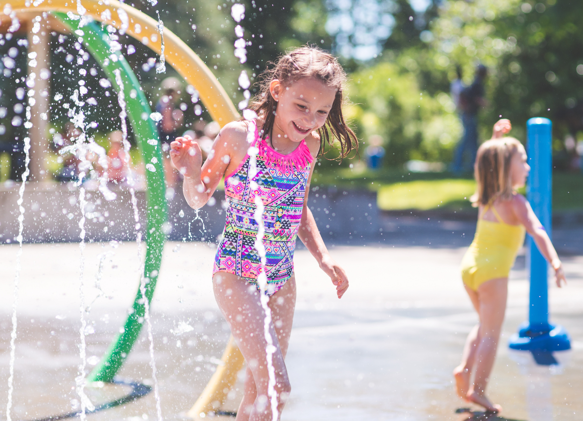 kids playing at splash pad